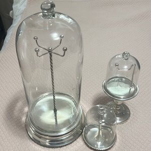 Pottery Barn done jewelry holder. Set of three. The two small domes 1 big one.